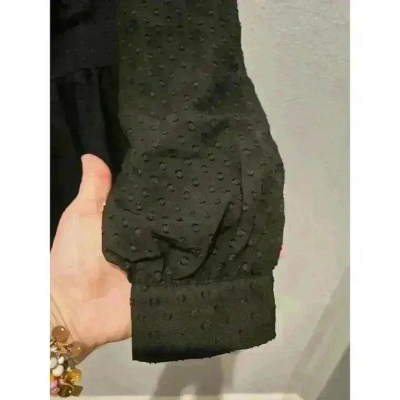 tulle Women's Black Long Swiss Dot Dress Size M Grunge Goth - Picture 7 of 9